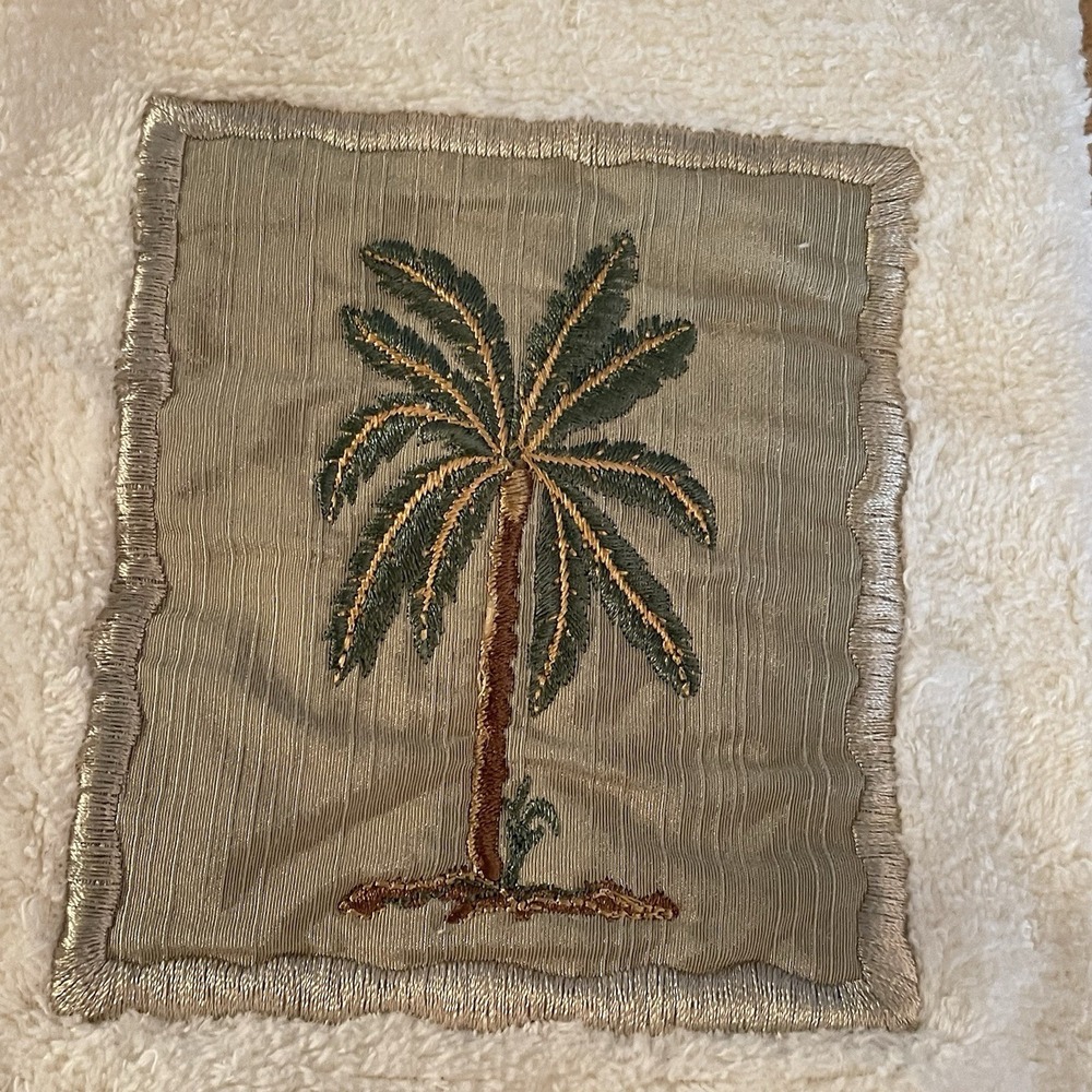 AVANTI BANANA PALM TREES CREAM TROPICAL EMBROIDERED (1) HAND TOWEL TASSELS‎